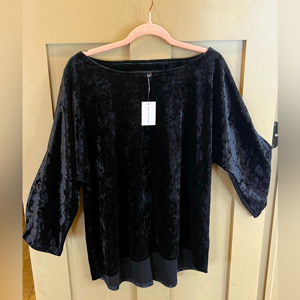NWT Spense Black Velvet Plus Size Tunic Top XXL